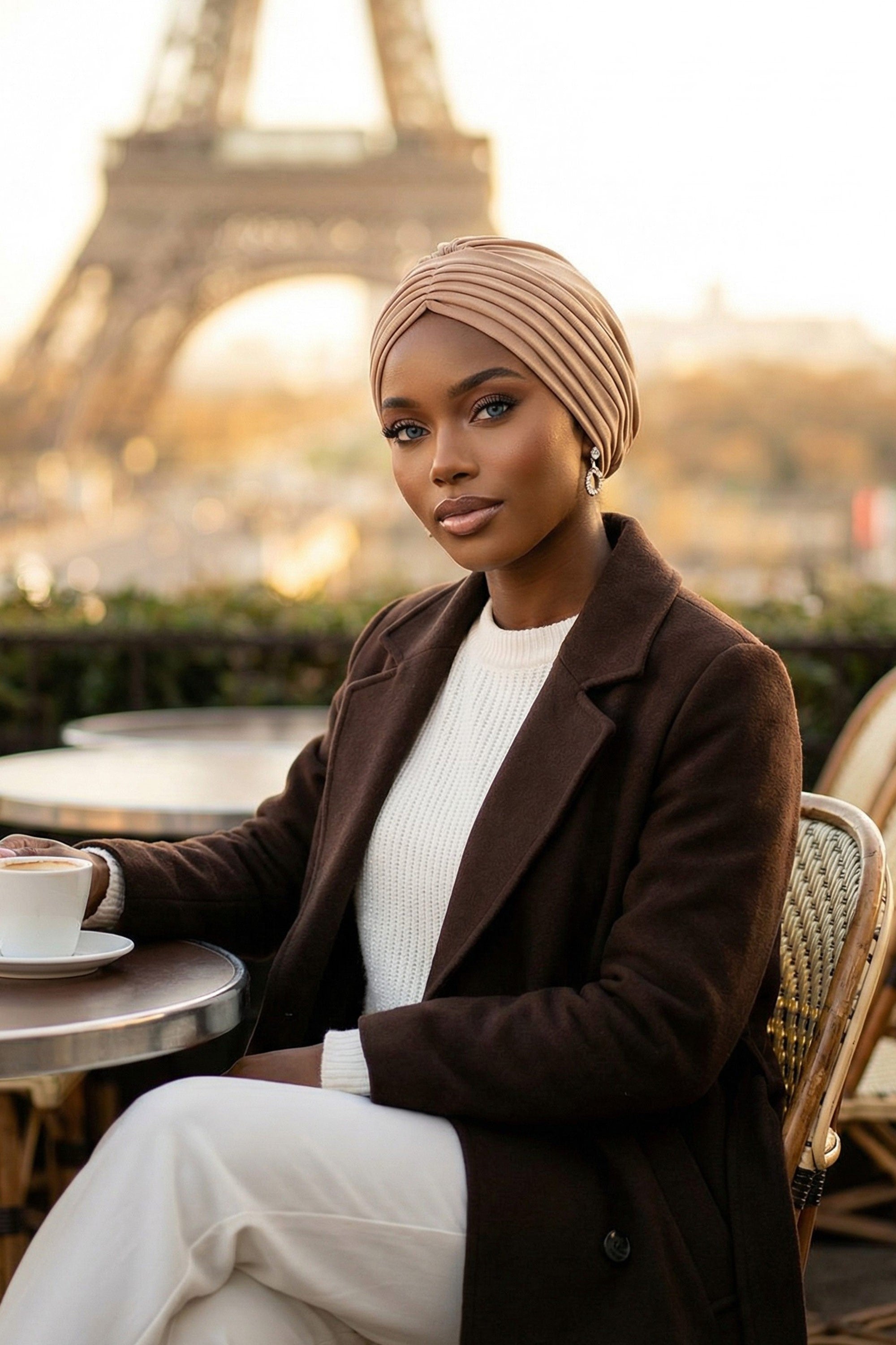 Shirred Elegance Head Turban For Women Fashion Instant Turban Shirred Head Scarf, Plain & Comfortable Stylish Bonnet Cap for Women,B-13 Sand Brown