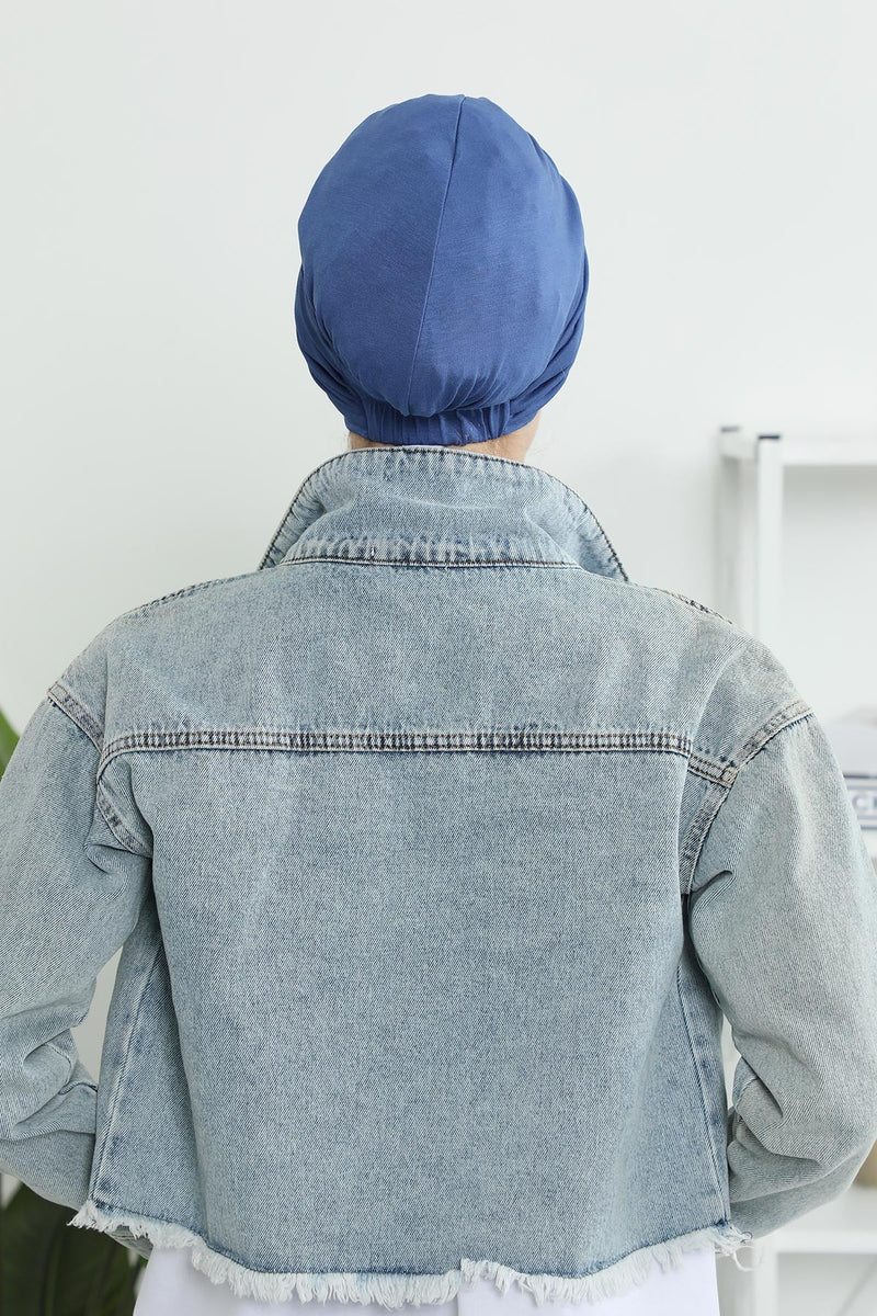 Shirred Elegance Head Turban For Women Fashion Instant Turban Shirred Head Scarf, Plain & Comfortable Stylish Bonnet Cap for Women,B-13