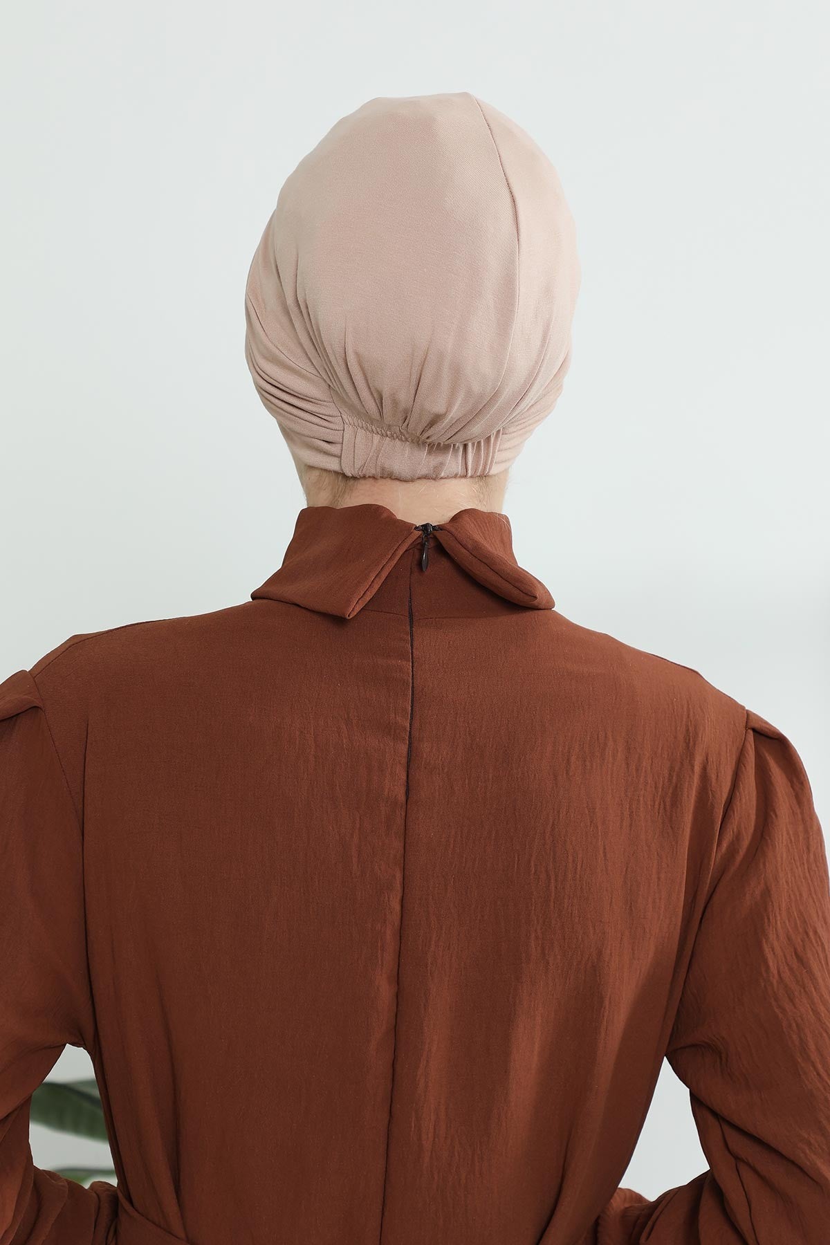 Shirred Elegance Head Turban For Women Fashion Instant Turban Shirred Head Scarf, Plain & Comfortable Stylish Bonnet Cap for Women,B-13 Light Mink