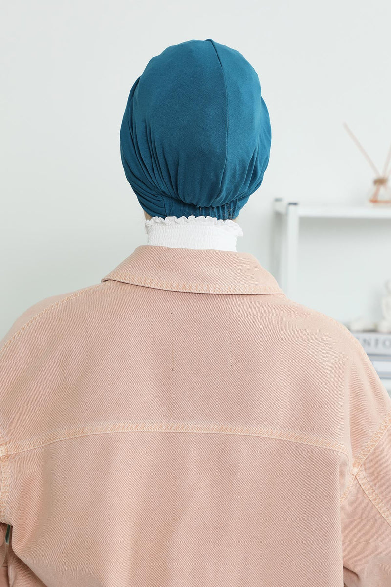 Shirred Elegance Head Turban For Women Fashion Instant Turban Shirred Head Scarf, Plain & Comfortable Stylish Bonnet Cap for Women,B-13