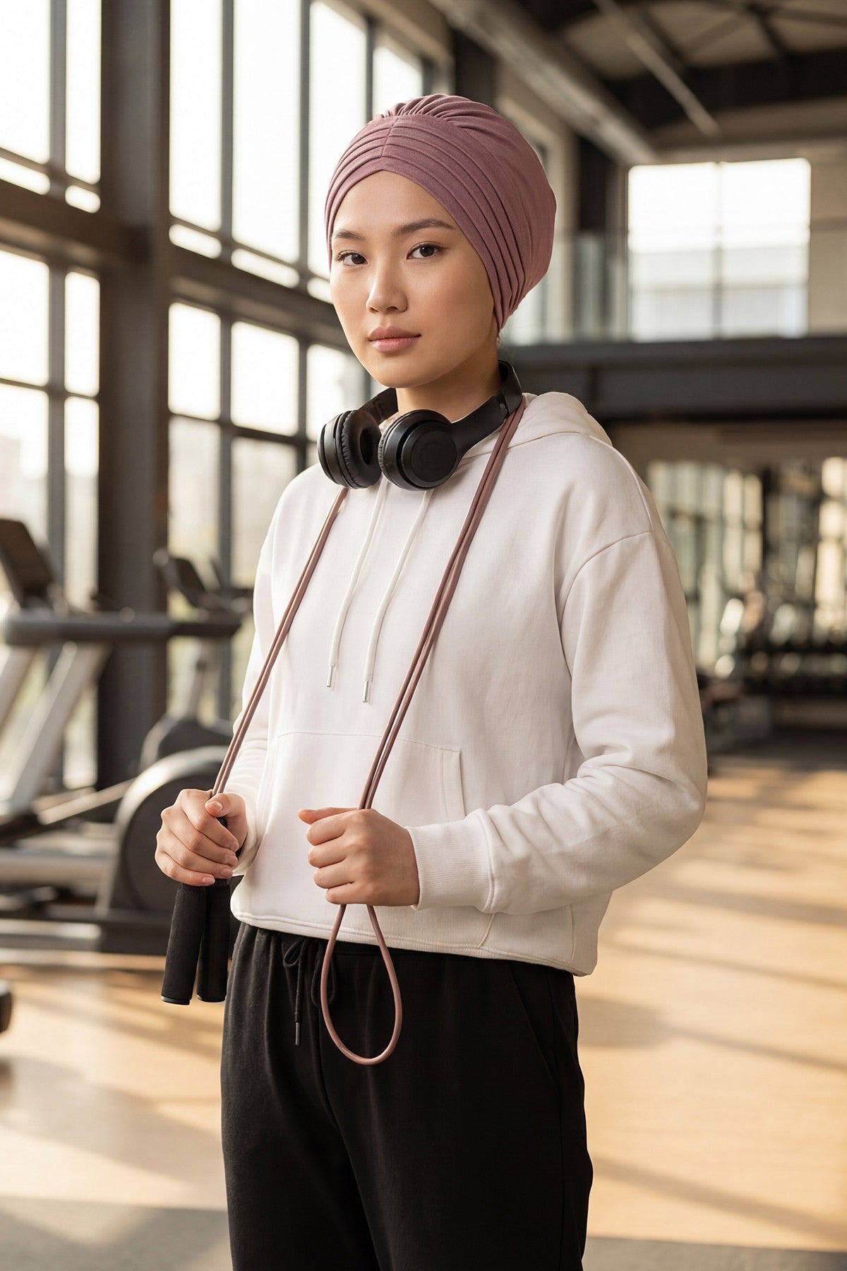 Shirred Elegance Head Turban For Women Fashion Instant Turban Shirred Head Scarf, Plain & Comfortable Stylish Bonnet Cap for Women,B-13 Dusty Rose