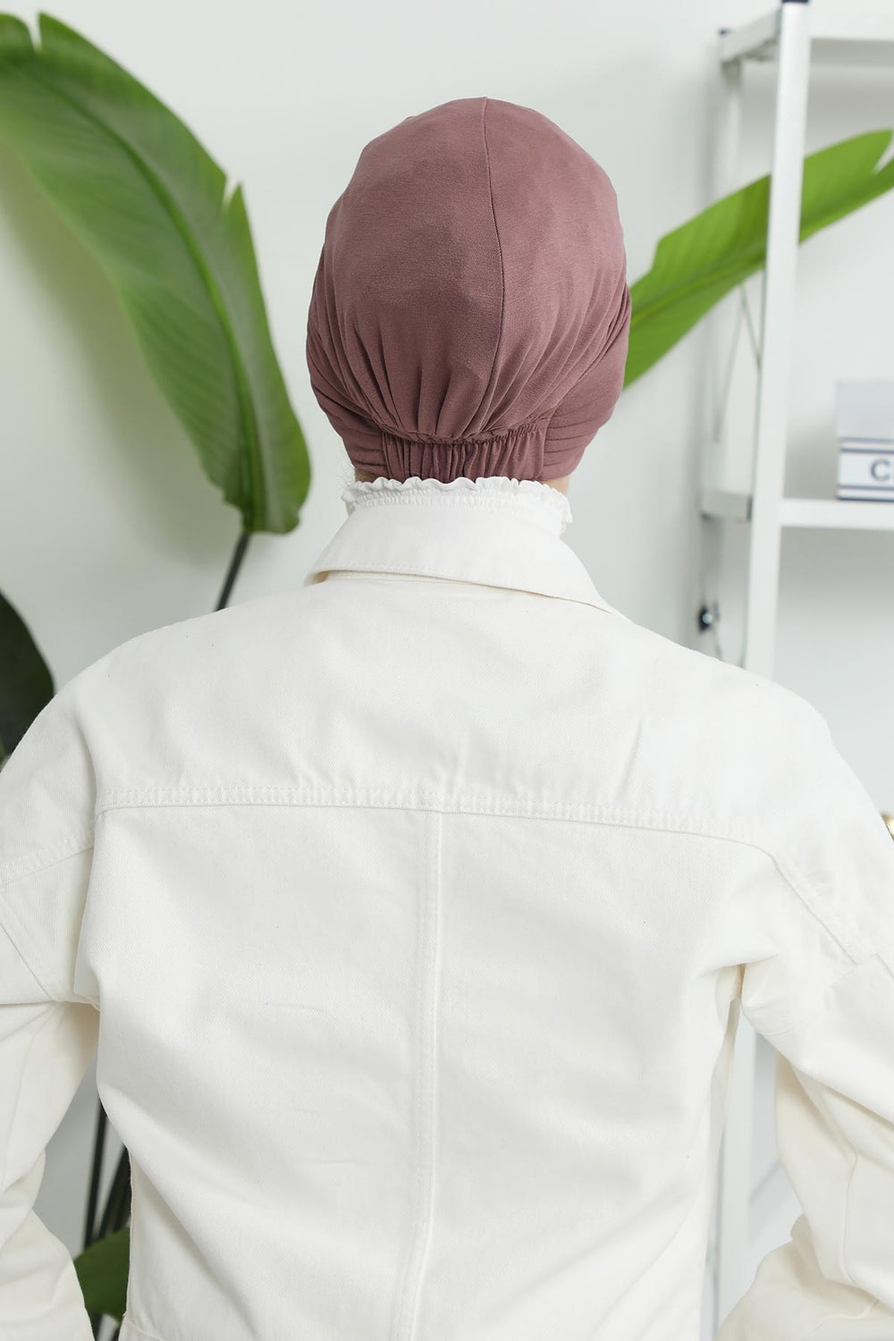 Shirred Elegance Head Turban For Women Fashion Instant Turban Shirred Head Scarf, Plain & Comfortable Stylish Bonnet Cap for Women,B-13 Dusty Rose