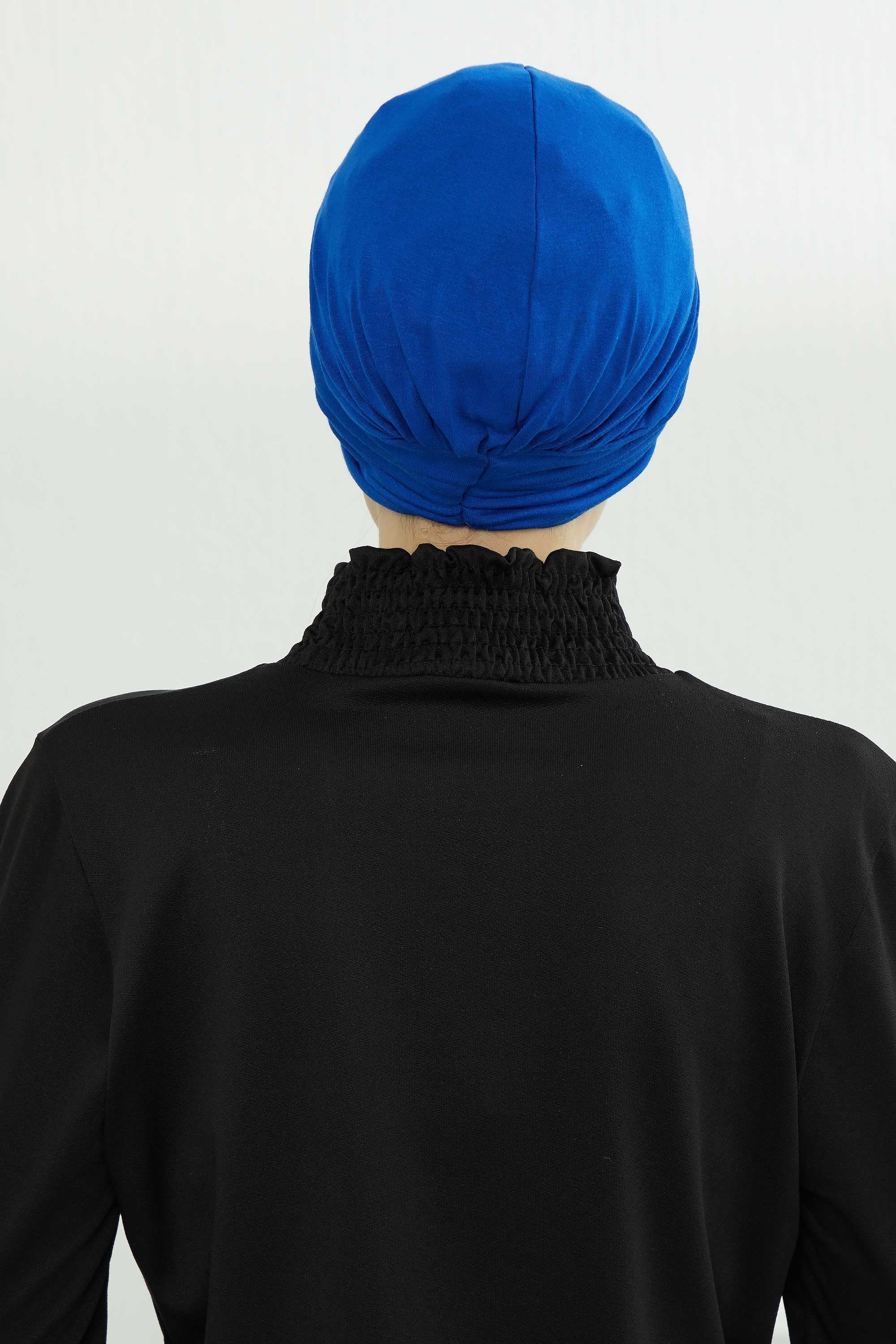 Shirred Elegance Head Turban For Women Fashion Instant Turban Shirred Head Scarf, Plain & Comfortable Stylish Bonnet Cap for Women,B-13 Sax Blue