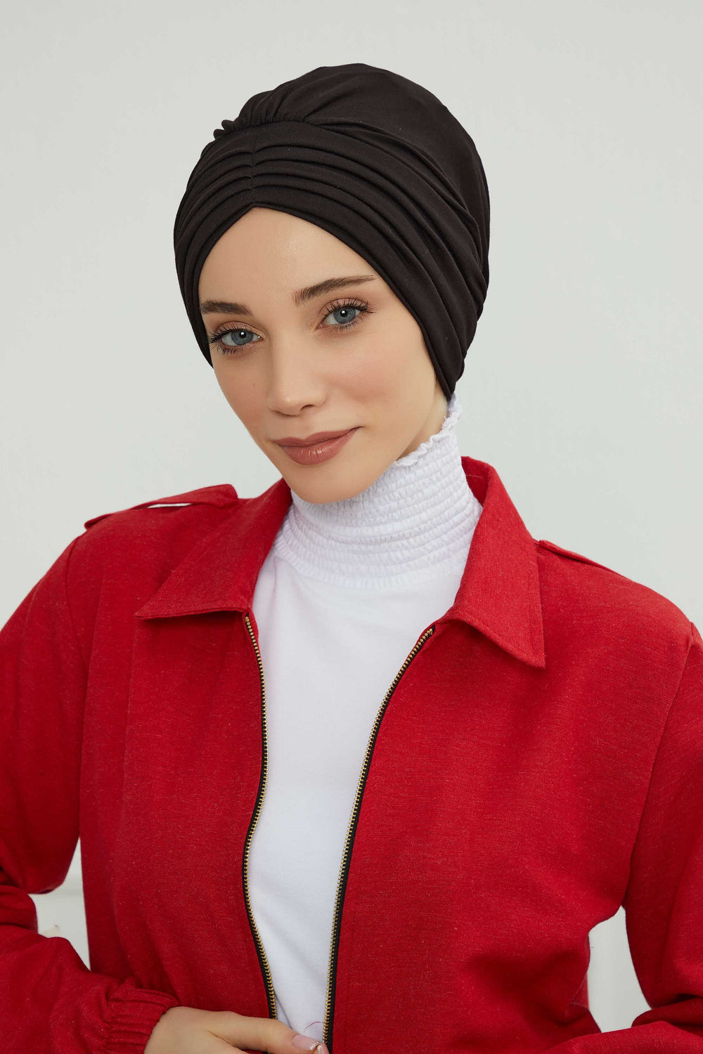 Shirred Elegance Head Turban For Women Fashion Instant Turban Shirred Head Scarf, Plain & Comfortable Stylish Bonnet Cap for Women,B-13 Black