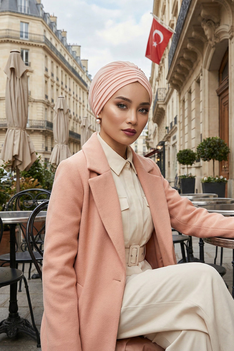 Shirred Elegance Head Turban For Women Fashion Instant Turban Shirred Head Scarf, Plain & Comfortable Stylish Bonnet Cap for Women,B-13