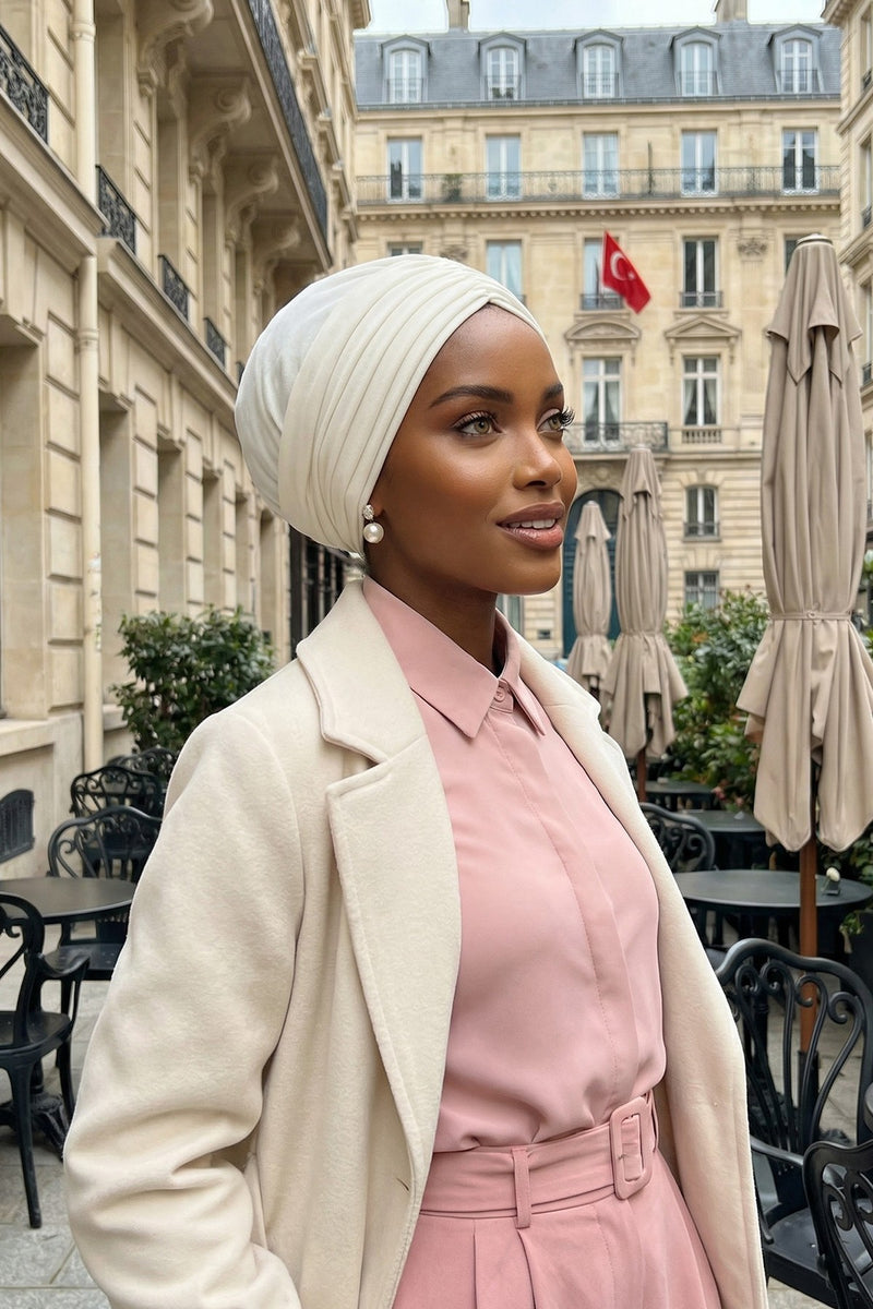 Shirred Elegance Head Turban For Women Fashion Instant Turban Shirred Head Scarf, Plain & Comfortable Stylish Bonnet Cap for Women,B-13