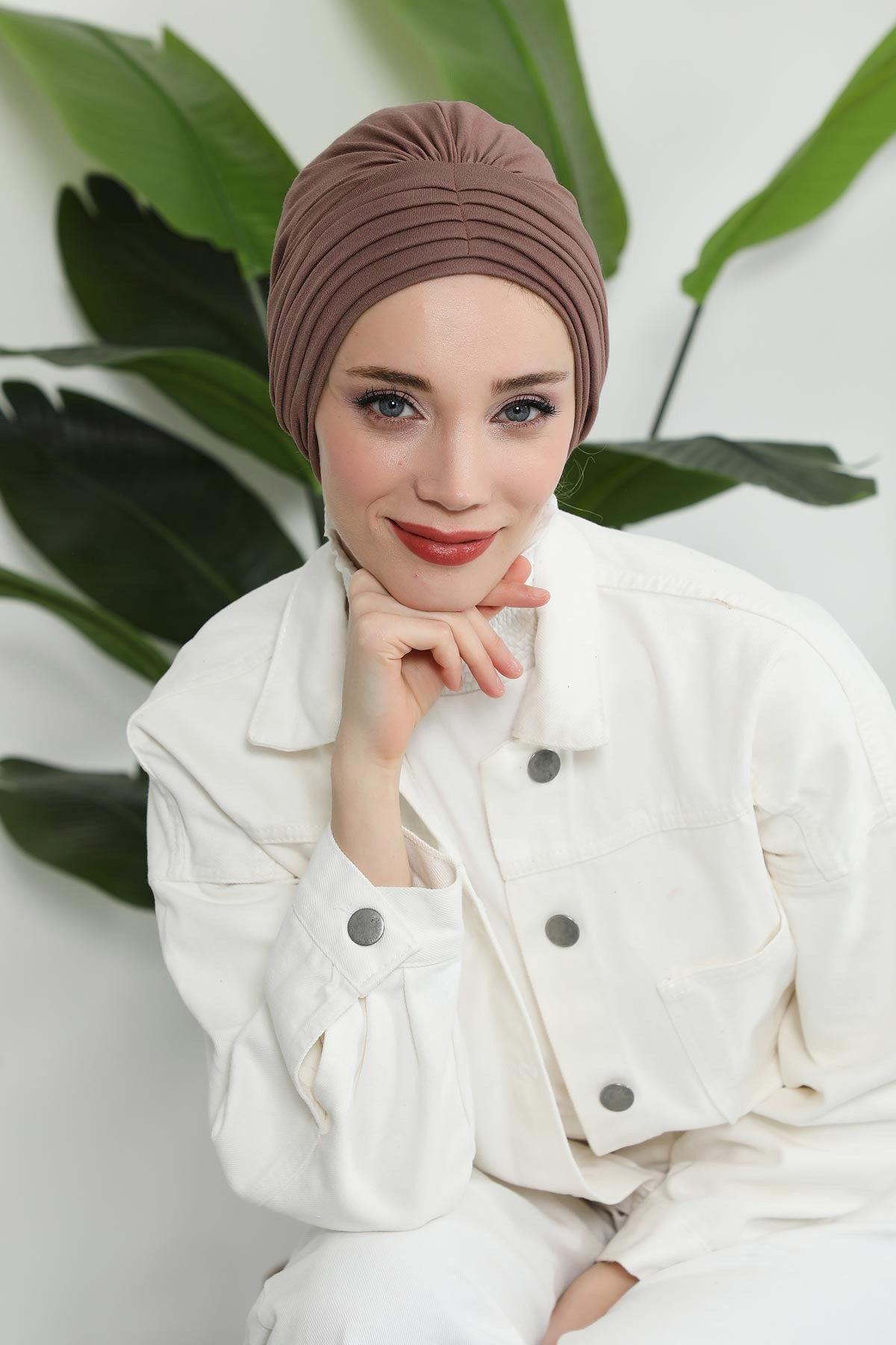 Shirred Elegance Head Turban For Women Fashion Instant Turban Shirred Head Scarf, Plain & Comfortable Stylish Bonnet Cap for Women,B-13