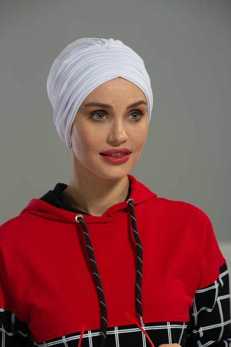 Shirred Elegance Head Turban For Women Fashion Instant Turban Shirred Head Scarf, Plain & Comfortable Stylish Bonnet Cap for Women,B-13