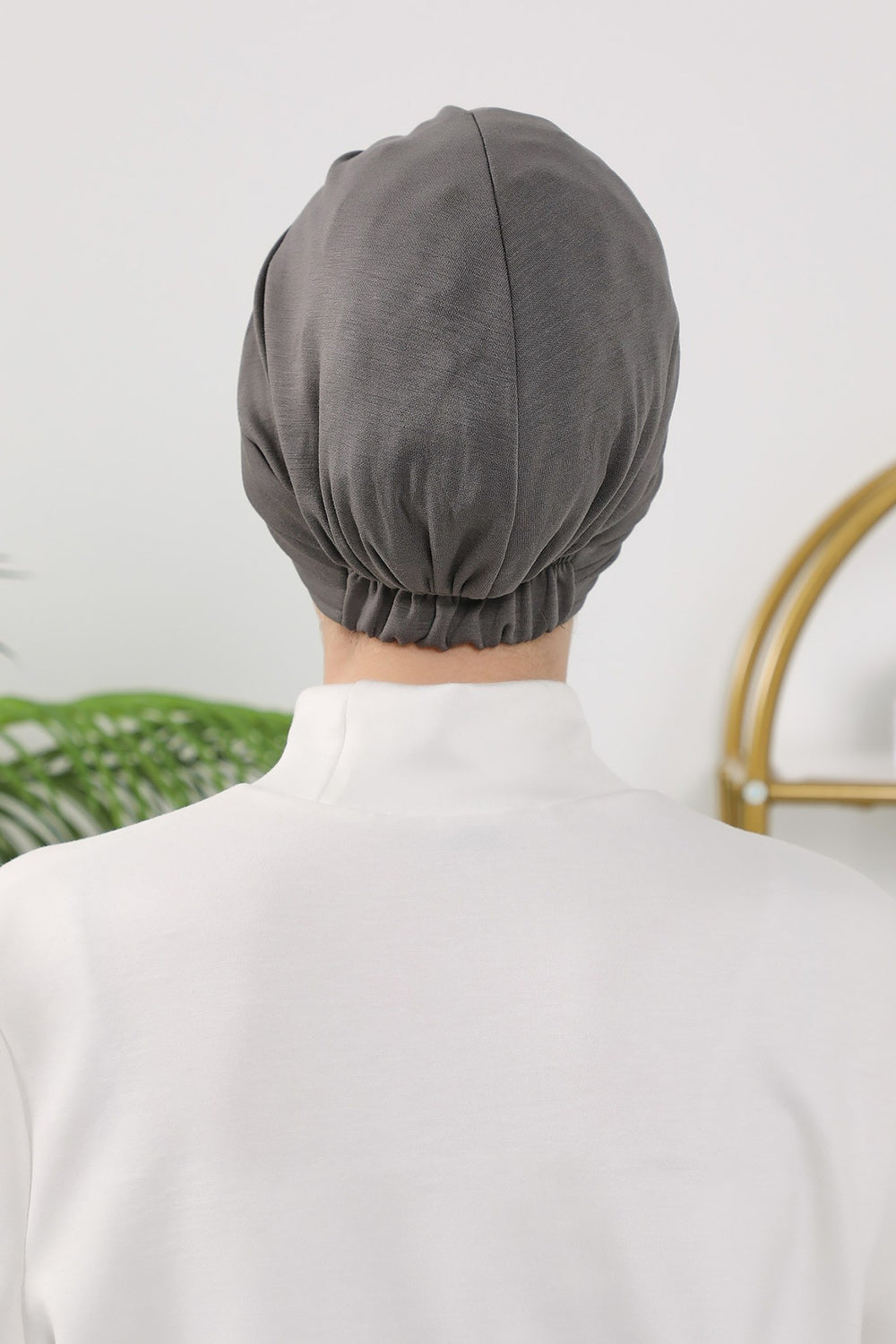 Shirred Elegance Turban for Women for All Seasons, Ready to Wear Stretchy Headwrap for Women, Breathable One Size Modest Hijab Cap for Everyday and Special Occasions,B-13O Anthracite