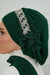Side Frilled Instant Turban Chiffon Scarf Head Turbans with Unique Accessory For Women Headwear Stylish Elegant Design,HT-100 Dark Green