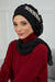 Side Frilled Instant Turban Chiffon Scarf Head Turbans with Unique Accessory For Women Headwear Stylish Elegant Design,HT-100 Black