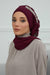 Side Frilled Instant Turban Chiffon Scarf Head Turbans with Unique Accessory For Women Headwear Stylish Elegant Design,HT-100 Damson