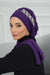 Side Frilled Instant Turban Chiffon Scarf Head Turbans with Unique Accessory For Women Headwear Stylish Elegant Design,HT-100 Purple