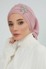 Side Frilled Instant Turban Chiffon Scarf Head Turbans with Unique Jewellery Stone Accessory For Women Headwear Stylish Design,HT-105