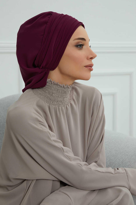 عمامة قطنية مزركشة على الجانب وشاح عمامة قطني مع إكسسوار حجري مجوهرات فريدة للنساء أغطية رأس بتصميم أنيق، HT-105
