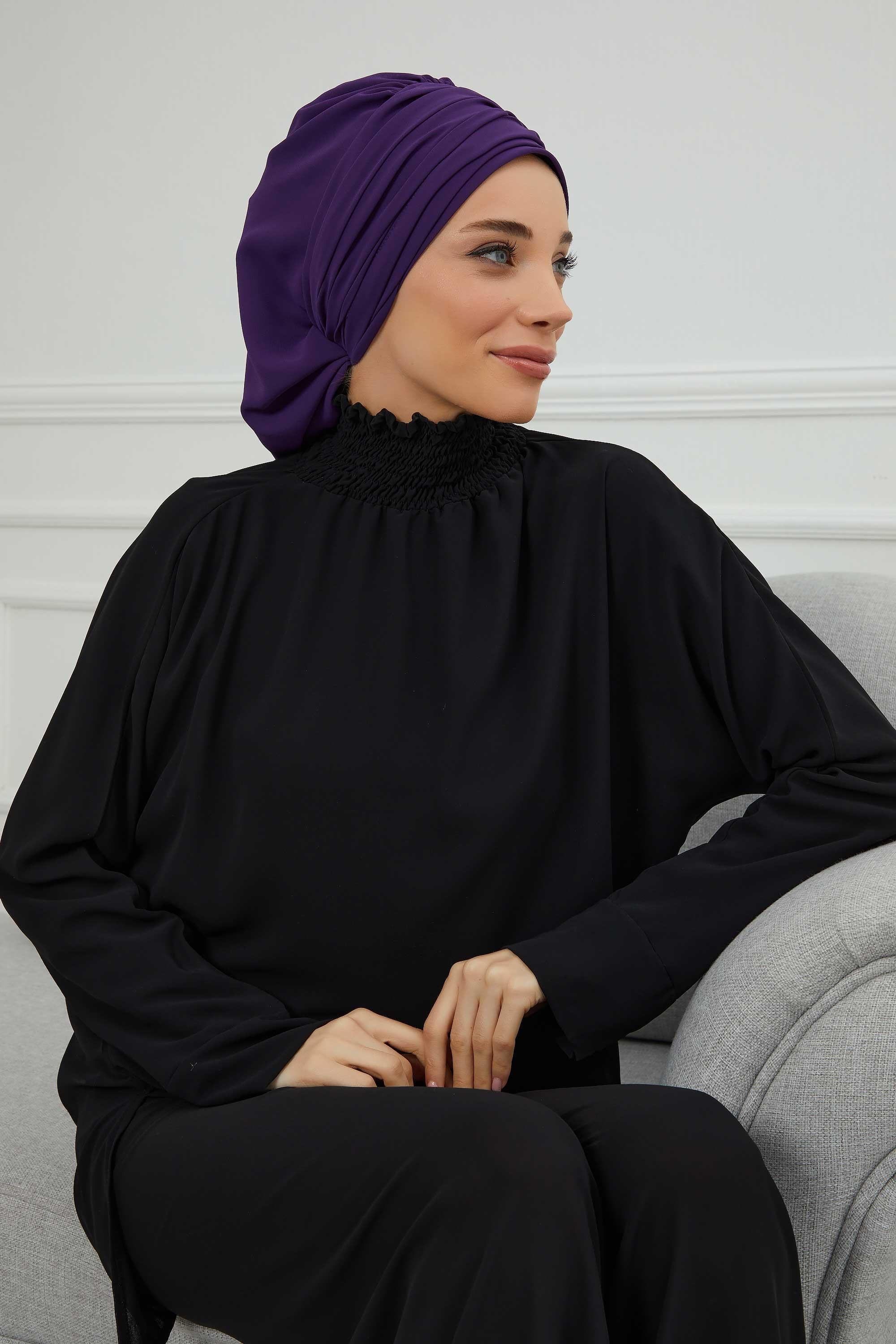 Side Frilled Instant Turban Chiffon Scarf Head Turbans with Unique Jewellery Stone Accessory For Women Headwear Stylish Design,HT-105