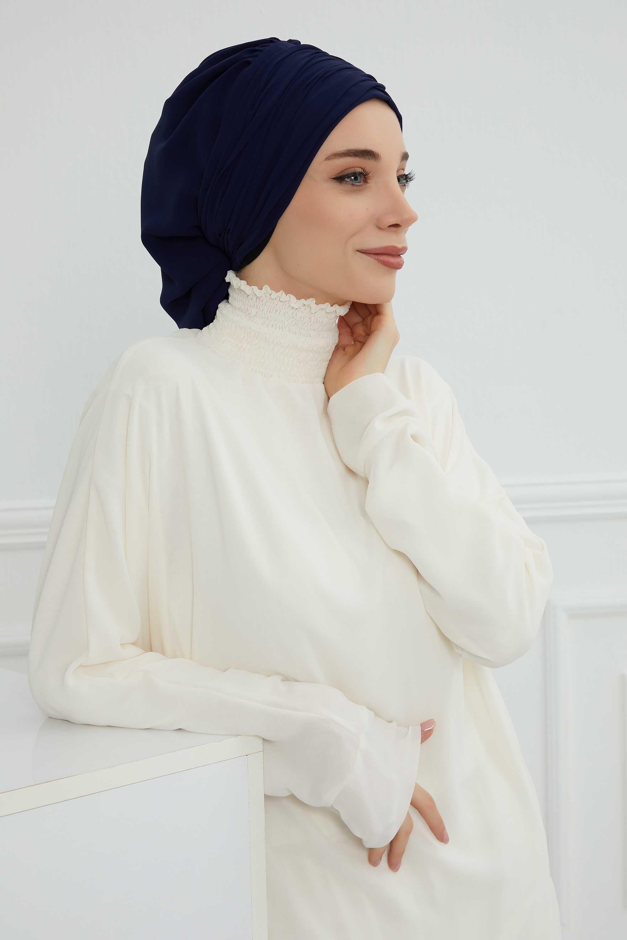 Side Frilled Instant Turban Chiffon Scarf Head Turbans with Unique Jewellery Stone Accessory For Women Headwear Stylish Design,HT-105