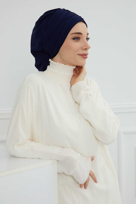 Side Frilled Instant Turban Cotton Scarf Head Turbans with Unique Jewellery Stone Accessory For Women Headwear Stylish Design,HT-105