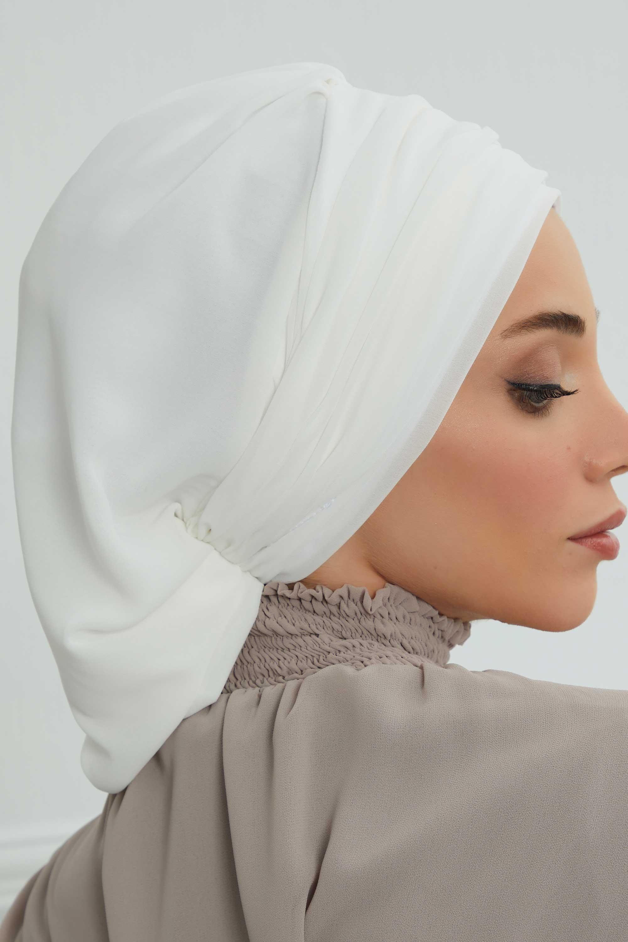 Side Frilled Instant Turban Chiffon Scarf Head Turbans with Unique Jewellery Stone Accessory For Women Headwear Stylish Design,HT-105