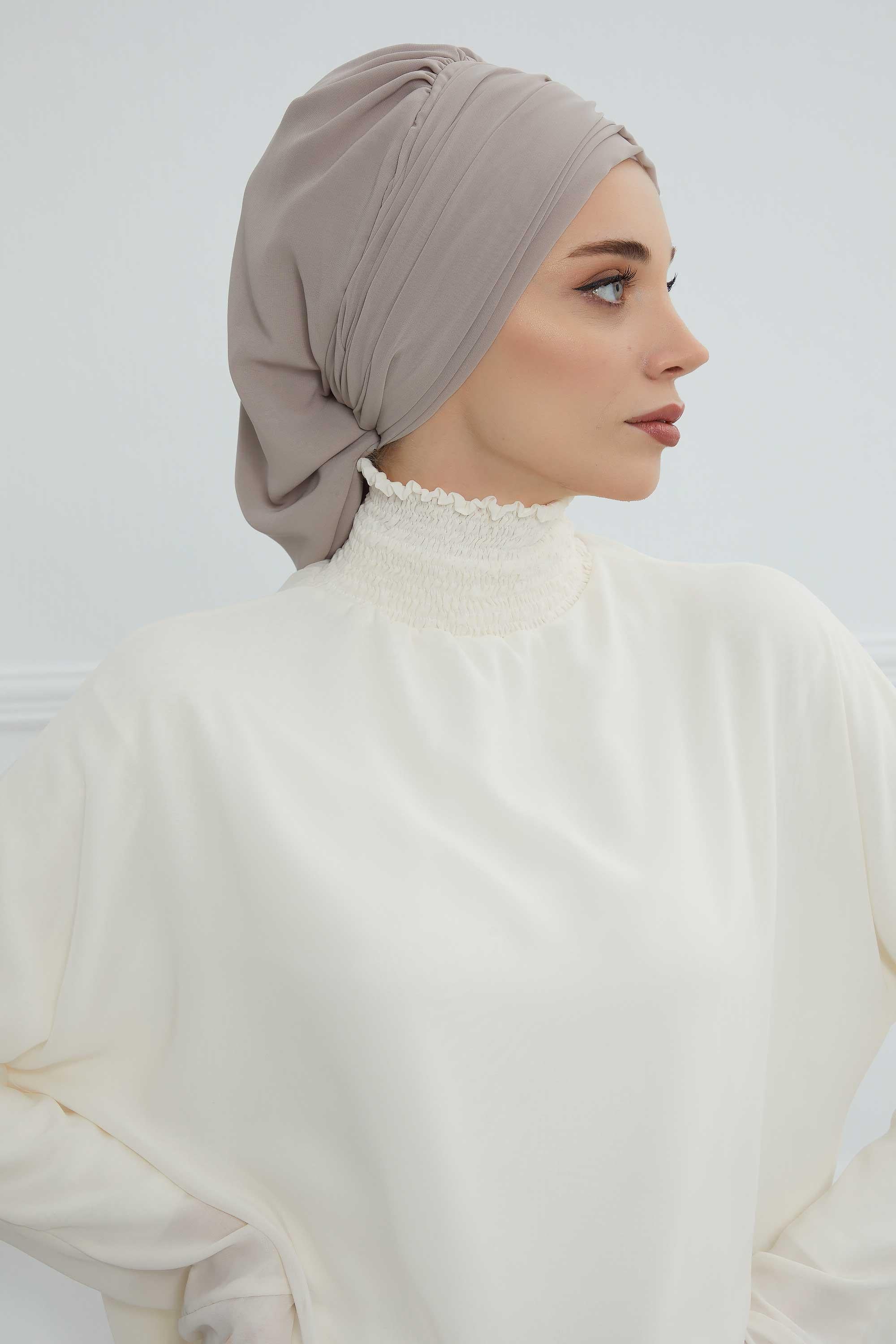 Side Frilled Instant Turban Chiffon Scarf Head Turbans with Unique Jewellery Stone Accessory For Women Headwear Stylish Design,HT-105