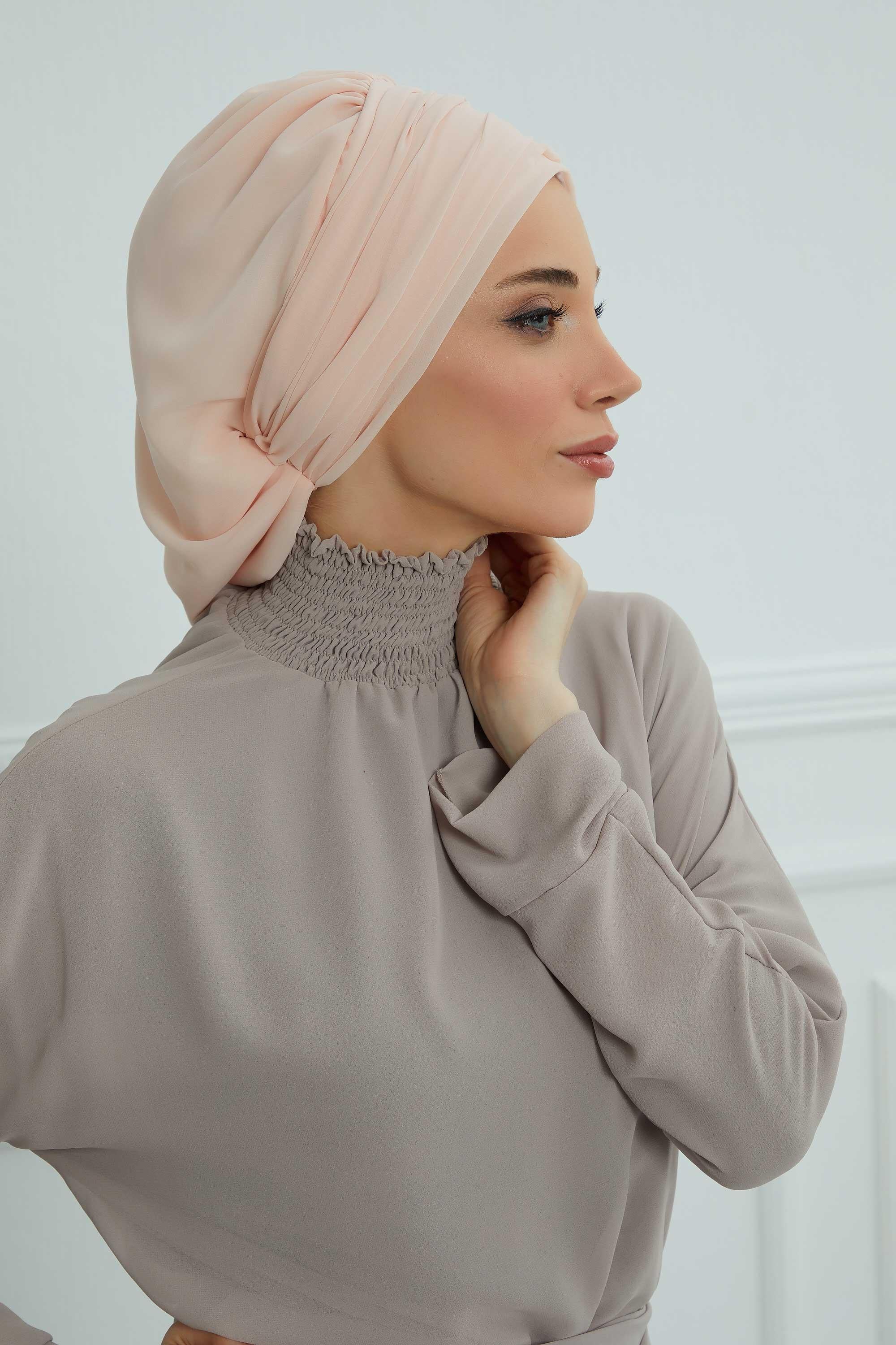 Side Frilled Instant Turban Chiffon Scarf Head Turbans with Unique Jewellery Stone Accessory For Women Headwear Stylish Design,HT-105