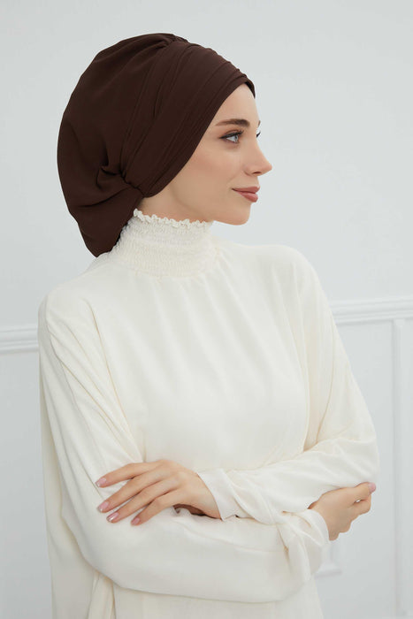عمامة قطنية مزركشة على الجانب وشاح عمامة قطني مع إكسسوار حجري مجوهرات فريدة للنساء أغطية رأس بتصميم أنيق، HT-105