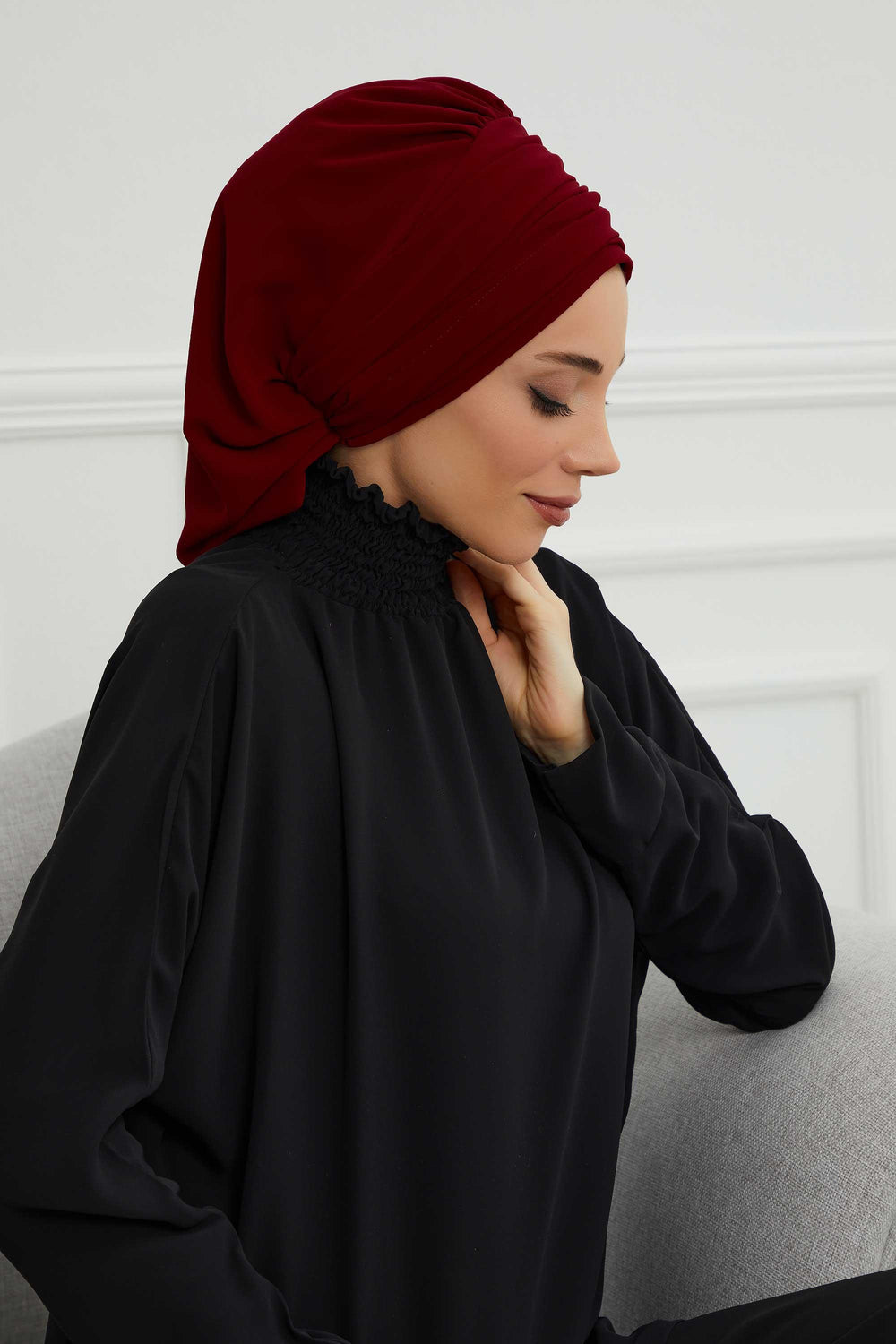 Side Frilled Instant Turban Chiffon Scarf Head Turbans with Unique Jewellery Stone Accessory For Women Headwear Stylish Design,HT-105
