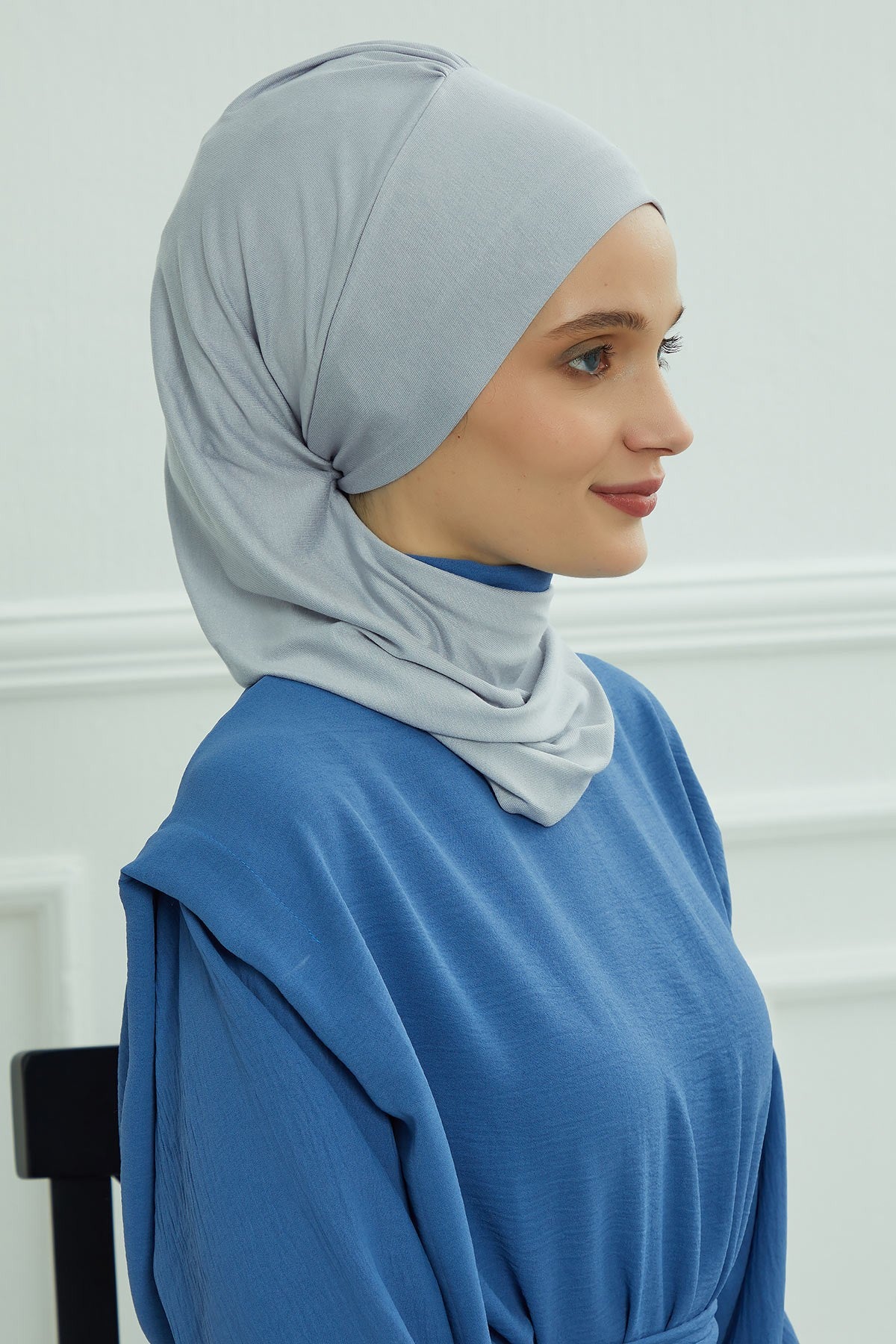 Side Frilled Instant Turban Cotton Headscarf for Women Turban Gift with Beautiful Design, Easy to Wear Muslim Ruffled Headscarf Cover,HT-73 Grey 2