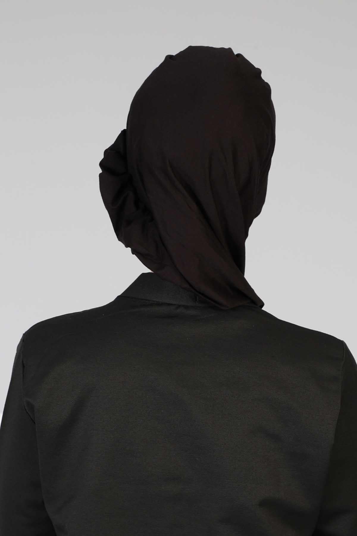Side Frilled Instant Turban Cotton Headscarf for Women Turban Gift with Beautiful Design, Easy to Wear Muslim Ruffled Headscarf Cover,HT-73 Black