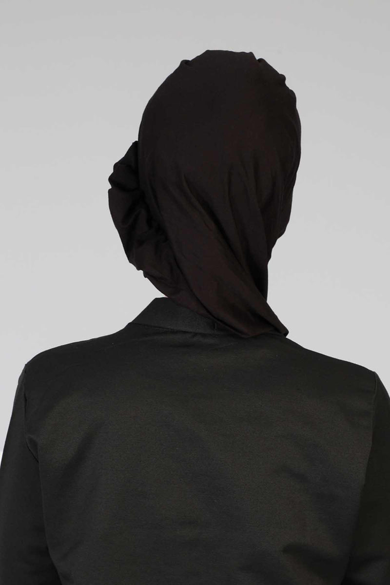 Side Frilled Instant Turban Cotton Headscarf for Women Turban Gift with Beautiful Design, Easy to Wear Muslim Ruffled Headscarf Cover,HT-73 Black