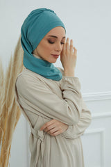Aerobin Instant Turban Headscarf for Women, High Quality Quick-Tie Muslim Ruffled Turban Cover, Breathable Muslim Turban Gift for Mom,HT-73A
