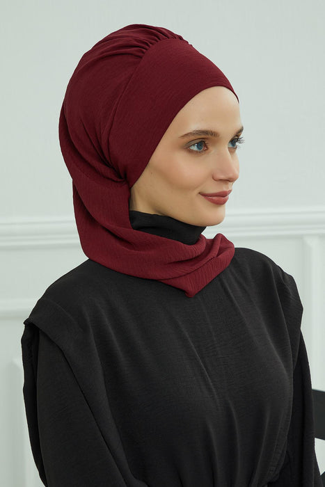 Side Frilled Instant Turban Lightweight Aerobin Scarf Head Turbans For Women Headwear Stylish Elegant Design,HT-73A