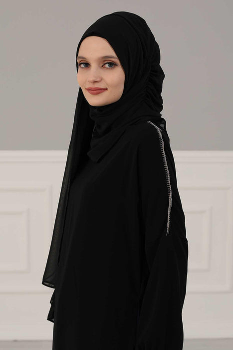 Side Shirred Shawl for Women Chiffon Modesty Turban Cap Head Wrap Instant Scarf Ready to Wear Hijab,PS-8