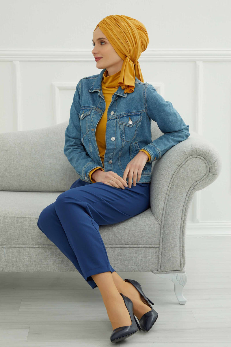 Gesmoktes, gerafftes Instant-Turban für Damen, leichtes Kopftuch aus Baumwolle mit schönem Design, stilvoller Chemo-Kopfbedeckungs-Turban für Damen,B-1