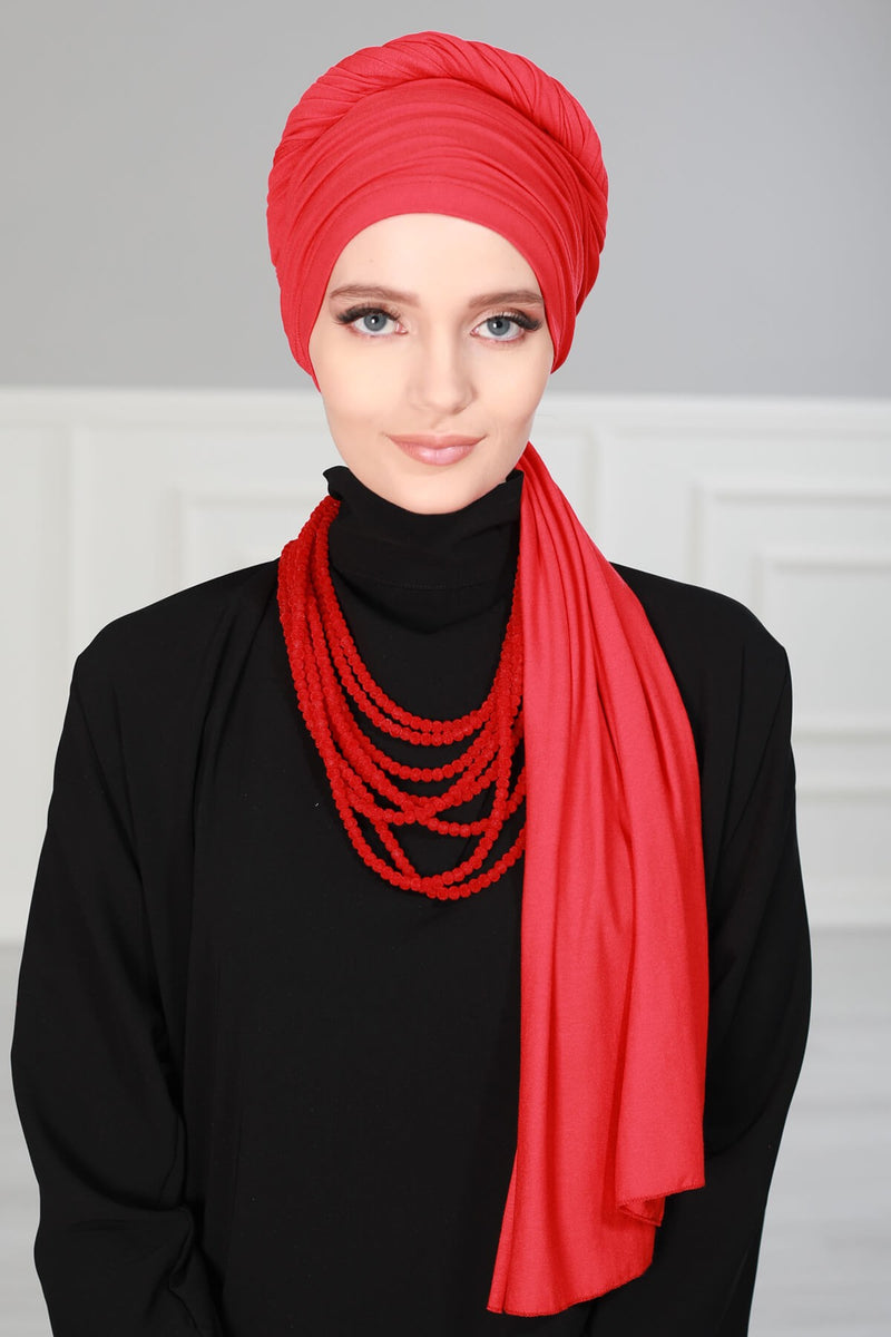 Gesmoktes, gerafftes Instant-Turban für Damen, leichtes Kopftuch aus Baumwolle mit schönem Design, stilvoller Chemo-Kopfbedeckungs-Turban für Damen,B-1