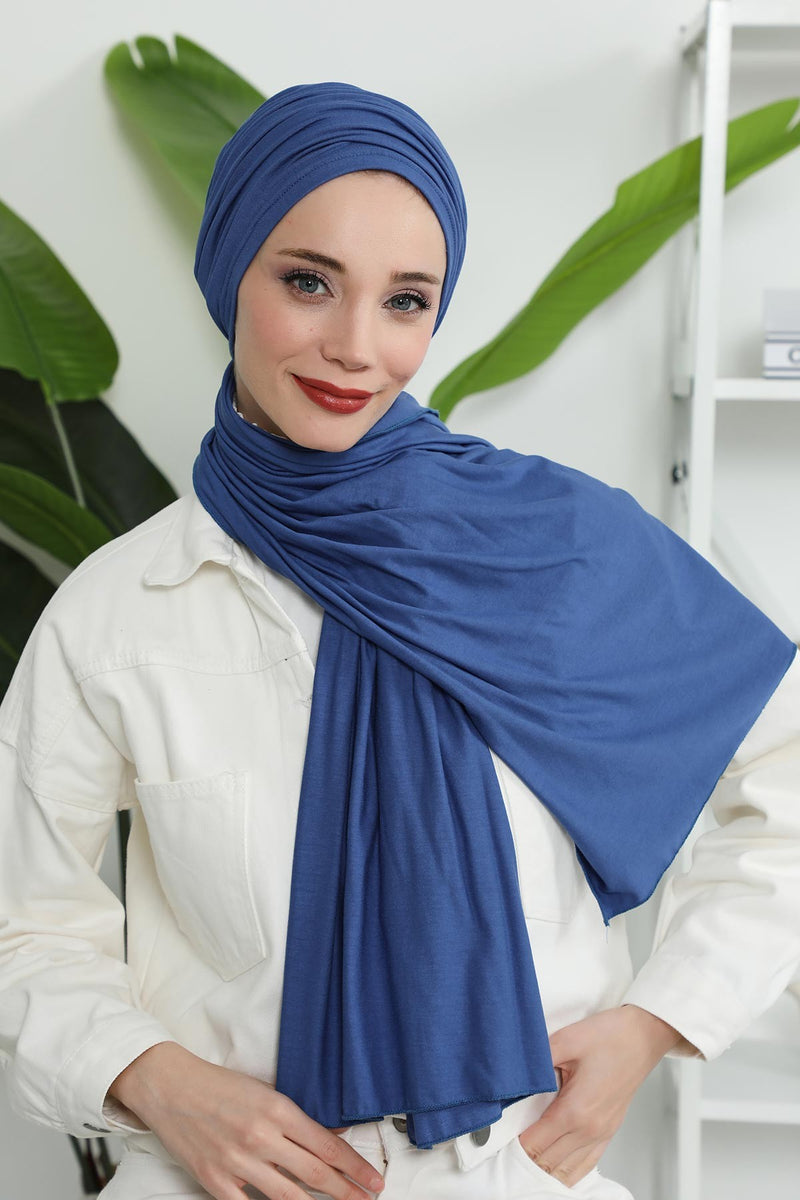 Gesmoktes, gerafftes Instant-Turban für Damen, leichtes Kopftuch aus Baumwolle mit schönem Design, stilvoller Chemo-Kopfbedeckungs-Turban für Damen,B-1