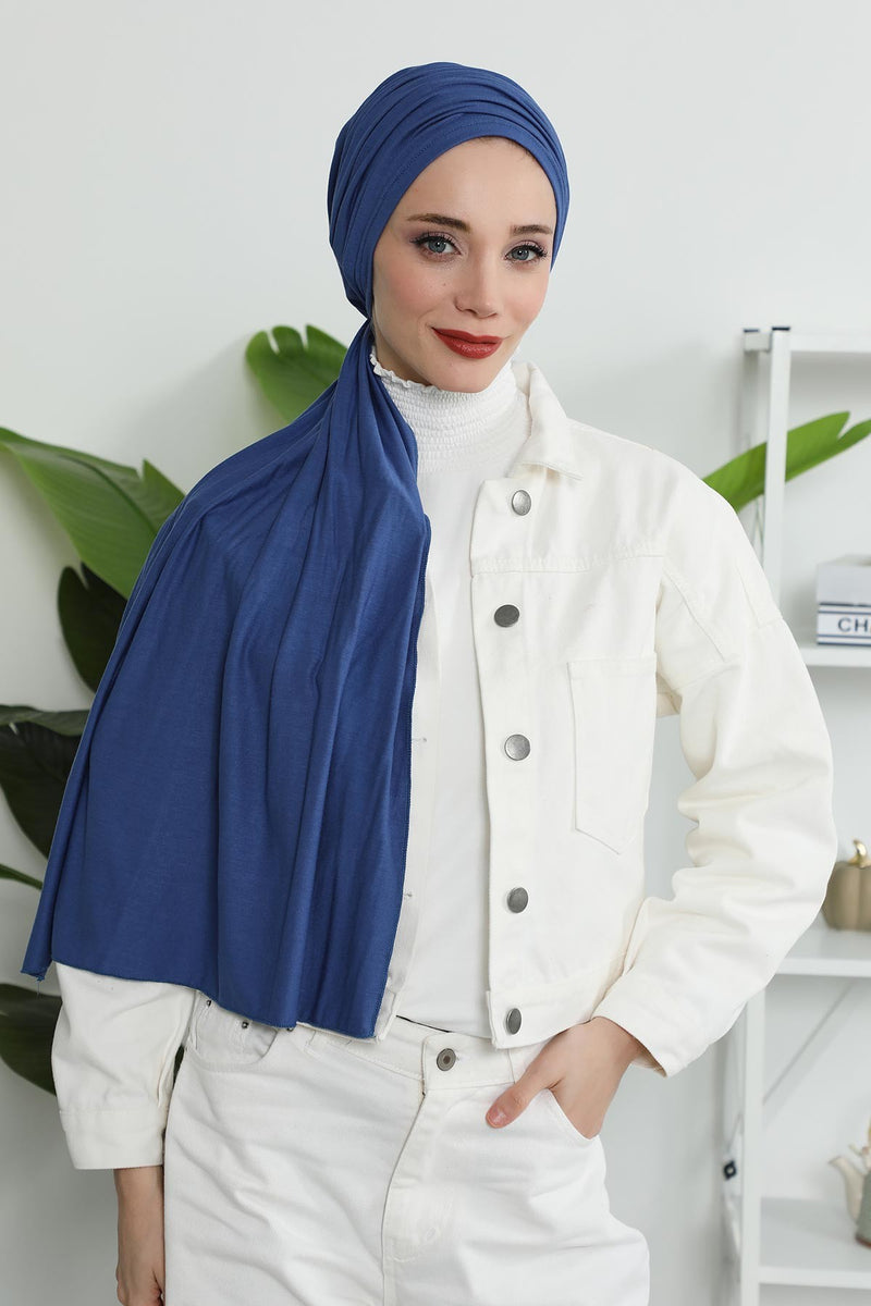 Gesmoktes, gerafftes Instant-Turban für Damen, leichtes Kopftuch aus Baumwolle mit schönem Design, stilvoller Chemo-Kopfbedeckungs-Turban für Damen,B-1