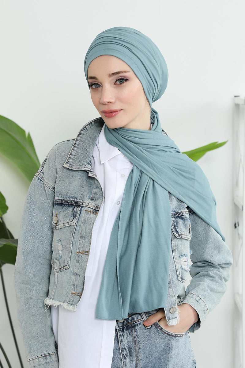Gesmoktes, gerafftes Instant-Turban für Damen, leichtes Kopftuch aus Baumwolle mit schönem Design, stilvoller Chemo-Kopfbedeckungs-Turban für Damen,B-1