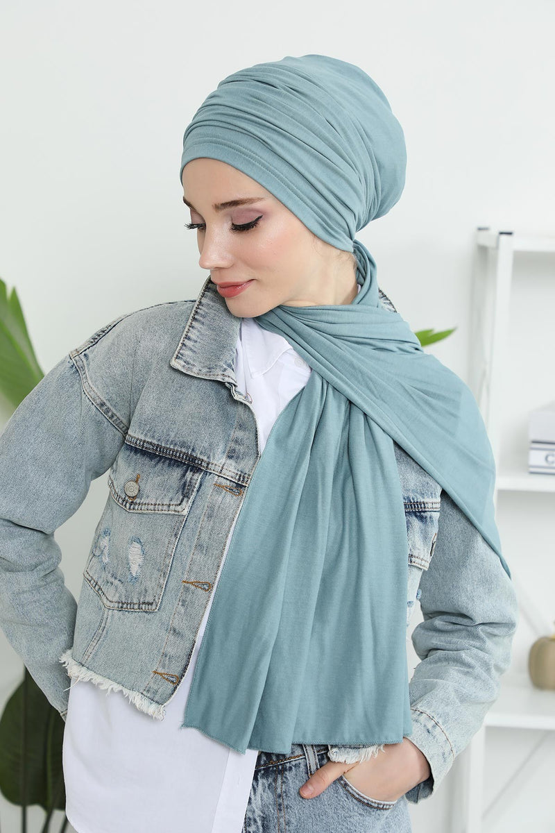 Gesmoktes, gerafftes Instant-Turban für Damen, leichtes Kopftuch aus Baumwolle mit schönem Design, stilvoller Chemo-Kopfbedeckungs-Turban für Damen,B-1