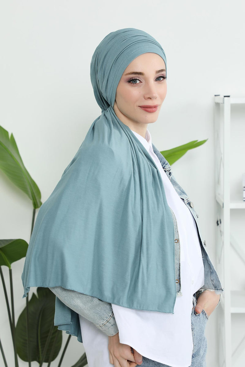 Gesmoktes, gerafftes Instant-Turban für Damen, leichtes Kopftuch aus Baumwolle mit schönem Design, stilvoller Chemo-Kopfbedeckungs-Turban für Damen,B-1