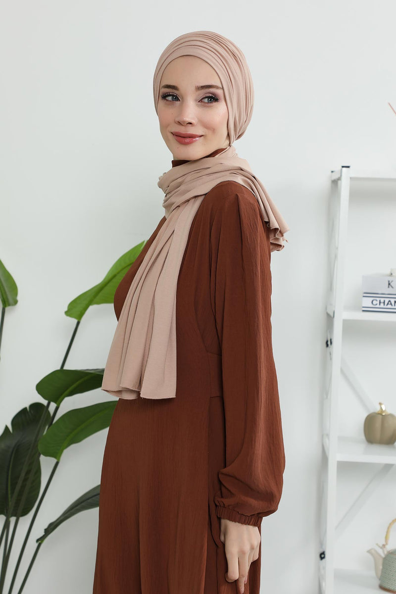 Gesmoktes, gerafftes Instant-Turban für Damen, leichtes Kopftuch aus Baumwolle mit schönem Design, stilvoller Chemo-Kopfbedeckungs-Turban für Damen,B-1