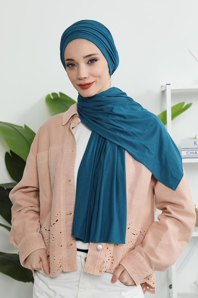 Gesmoktes, gerafftes Instant-Turban für Damen, leichtes Kopftuch aus Baumwolle mit schönem Design, stilvoller Chemo-Kopfbedeckungs-Turban für Damen,B-1
