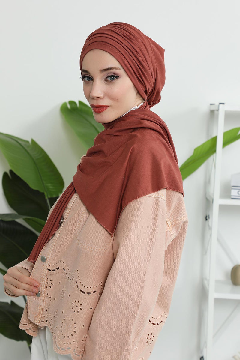 Gesmoktes, gerafftes Instant-Turban für Damen, leichtes Kopftuch aus Baumwolle mit schönem Design, stilvoller Chemo-Kopfbedeckungs-Turban für Damen,B-1