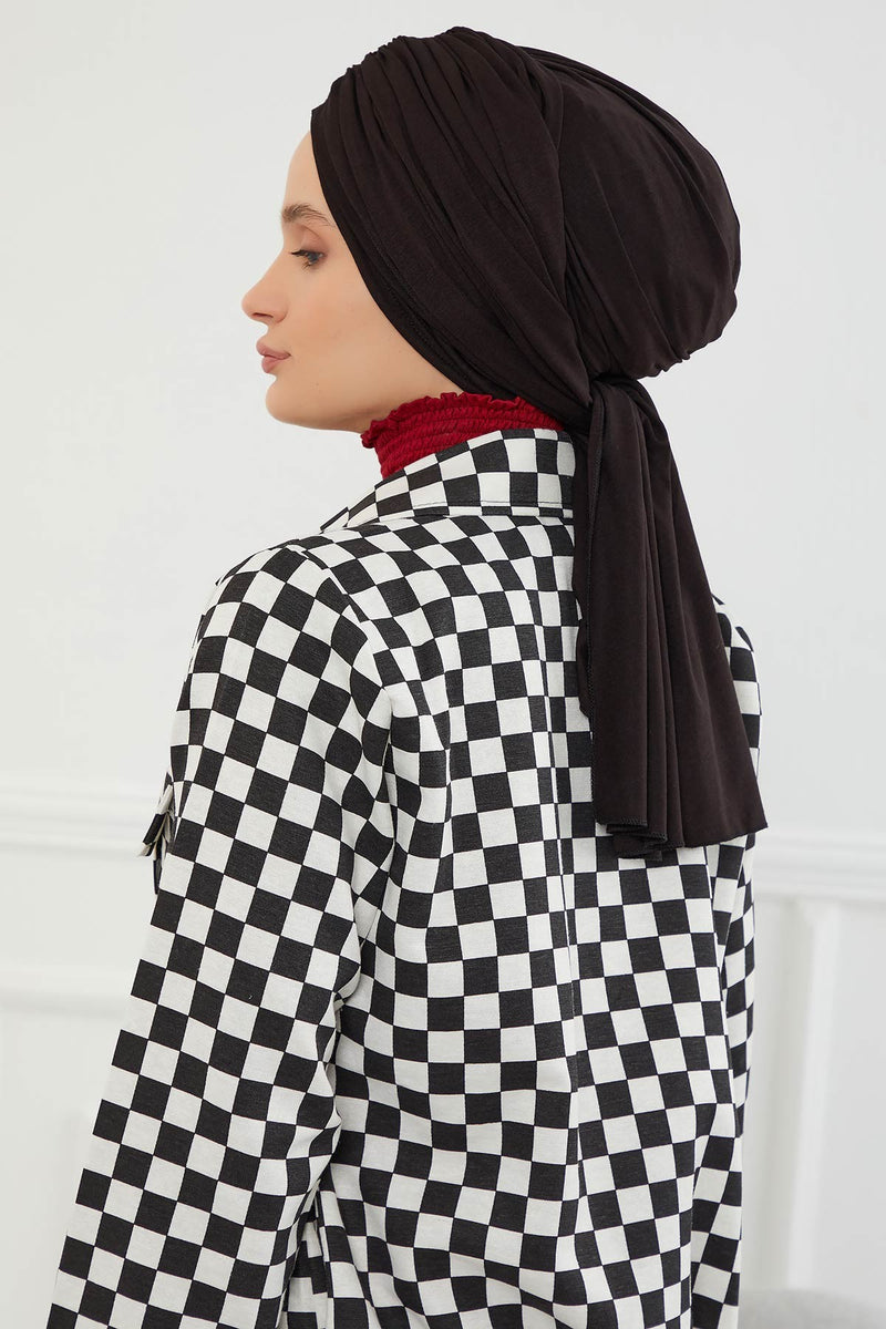 Gesmoktes, gerafftes Instant-Turban für Damen, leichtes Kopftuch aus Baumwolle mit schönem Design, stilvoller Chemo-Kopfbedeckungs-Turban für Damen,B-1