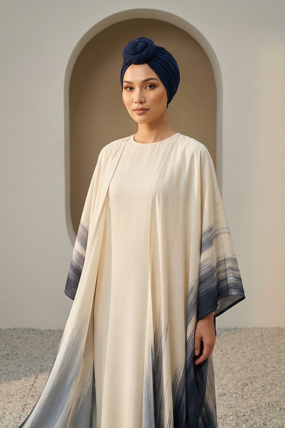 Smocked Shirred Instant Turban for Women, Cotton Lightweight Head Wrap with a Beautiful Design, Stylish Chemo Headwear Turban for Women,B-1 Navy Blue