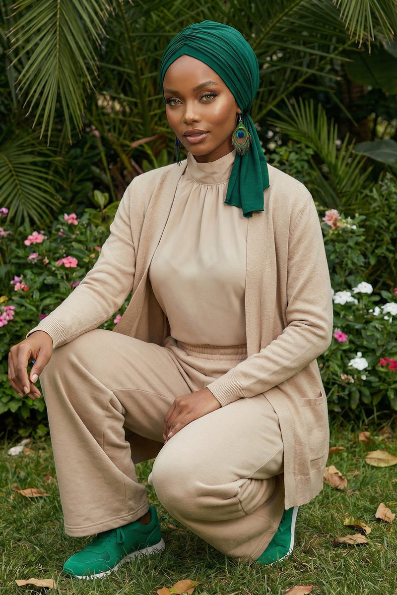 عمامة فورية مكشكشة للنساء، لفافة رأس قطنية خفيفة الوزن بتصميم جميل، عمامة رأس كيميائية أنيقة للنساء، B-1