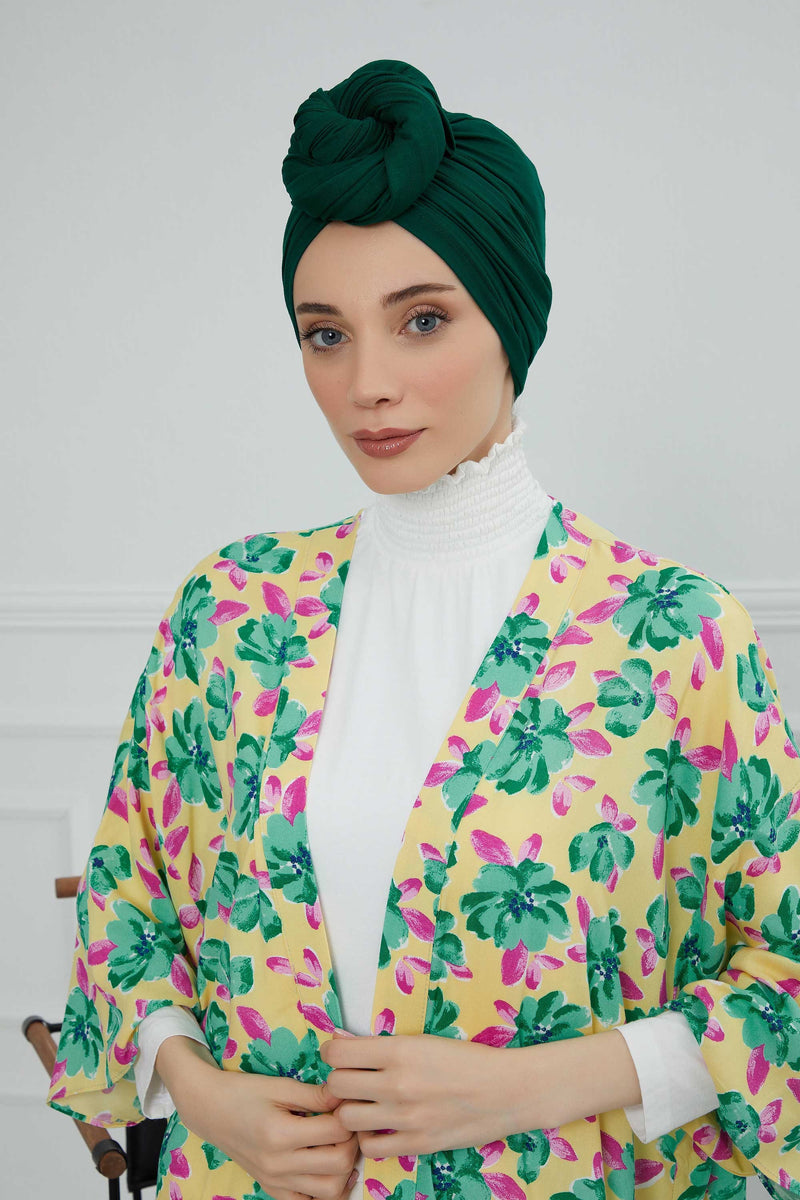 عمامة فورية مكشكشة للنساء، لفافة رأس قطنية خفيفة الوزن بتصميم جميل، عمامة رأس كيميائية أنيقة للنساء، B-1