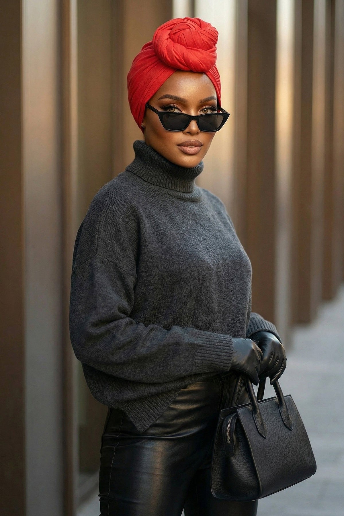Smocked Shirred Instant Turban for Women, Cotton Lightweight Head Wrap with a Beautiful Design, Stylish Chemo Headwear Turban for Women,B-1 Red