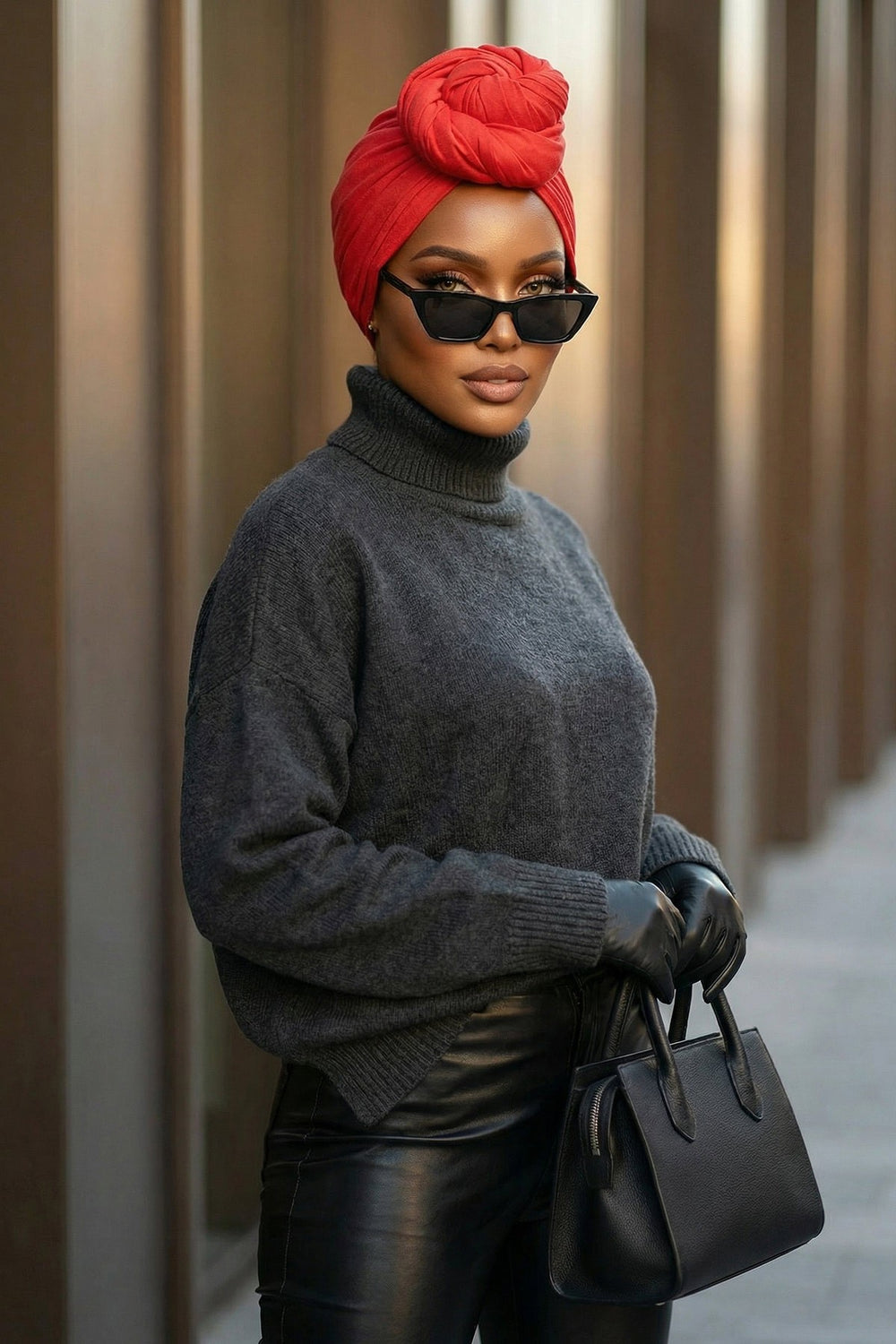 Smocked Shirred Instant Turban for Women, Cotton Lightweight Head Wrap with a Beautiful Design, Stylish Chemo Headwear Turban for Women,B-1 Red