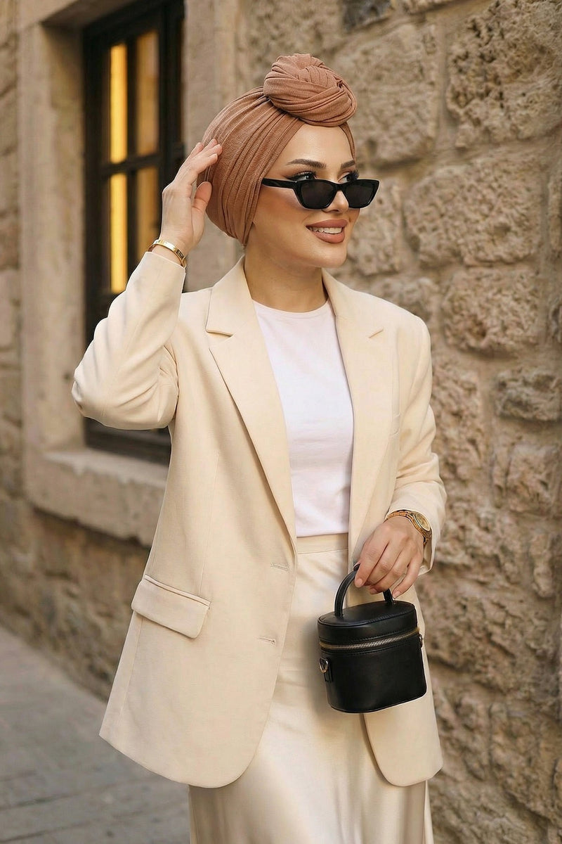 عمامة فورية مكشكشة للنساء، لفافة رأس قطنية خفيفة الوزن بتصميم جميل، عمامة رأس كيميائية أنيقة للنساء، B-1